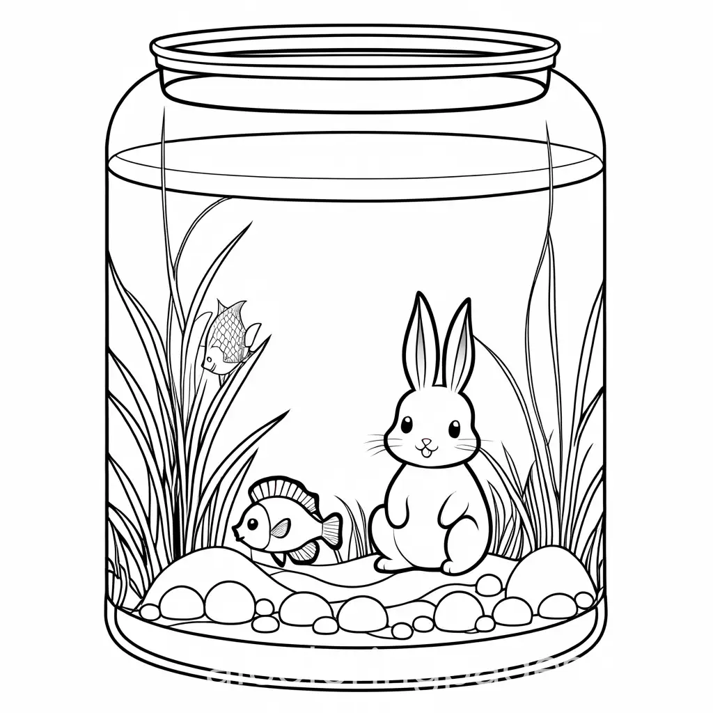 Cute-Bunny-Coloring-Page-with-Fish-Tank-for-Kids