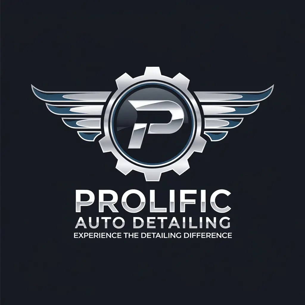 LOGO Design for Prolific Auto Detailing Modern Automotive Detailing with Gear Emblem and Dark Blue Accents