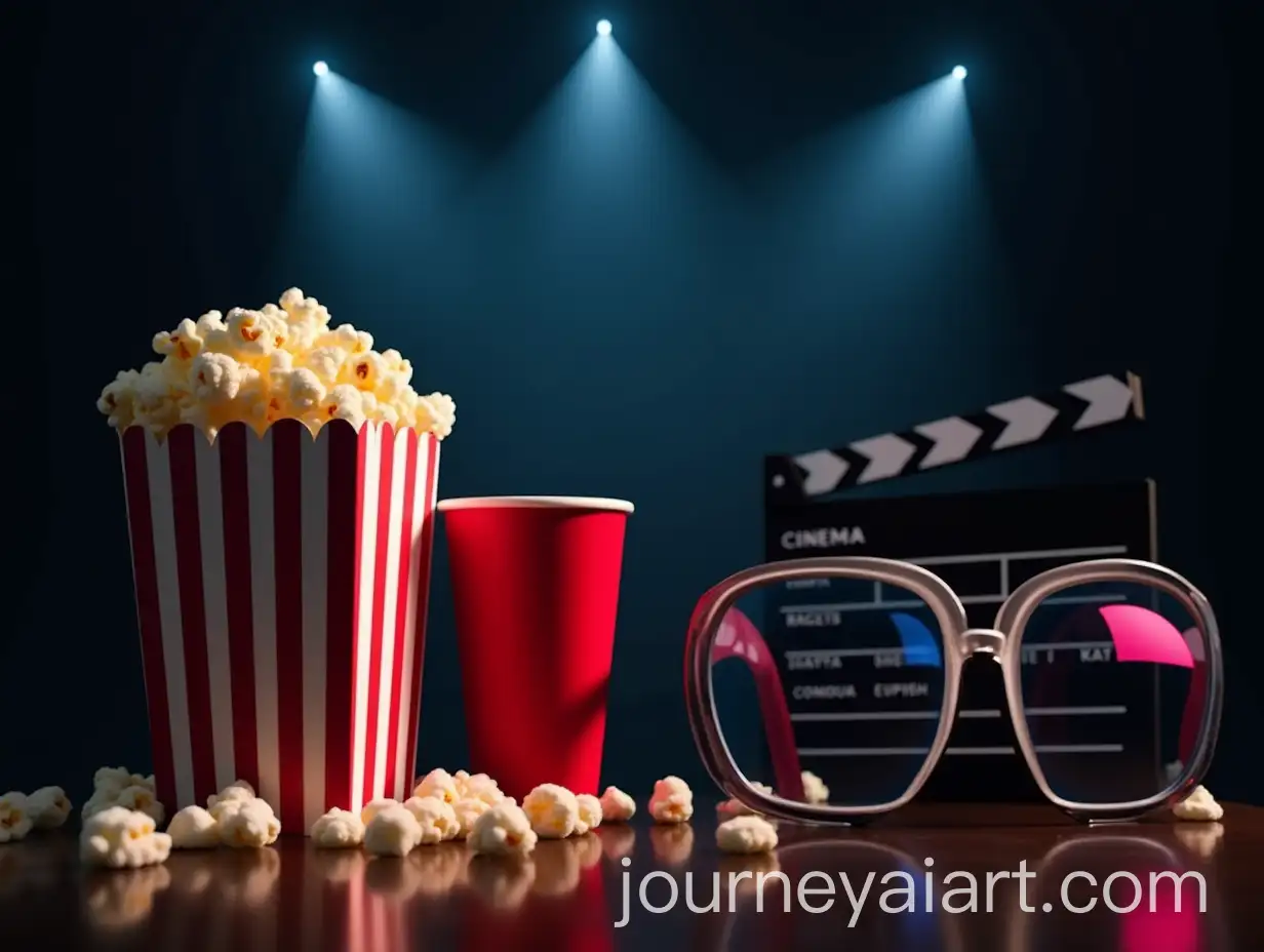 Cinema-Themed-Collage-with-Popcorn-Cola-and-Film-Elements