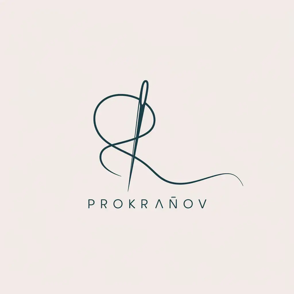 a vector logo design,with the text "Proskryanov", main symbol:calligraphy,thread,needle,Minimalistic,clear background