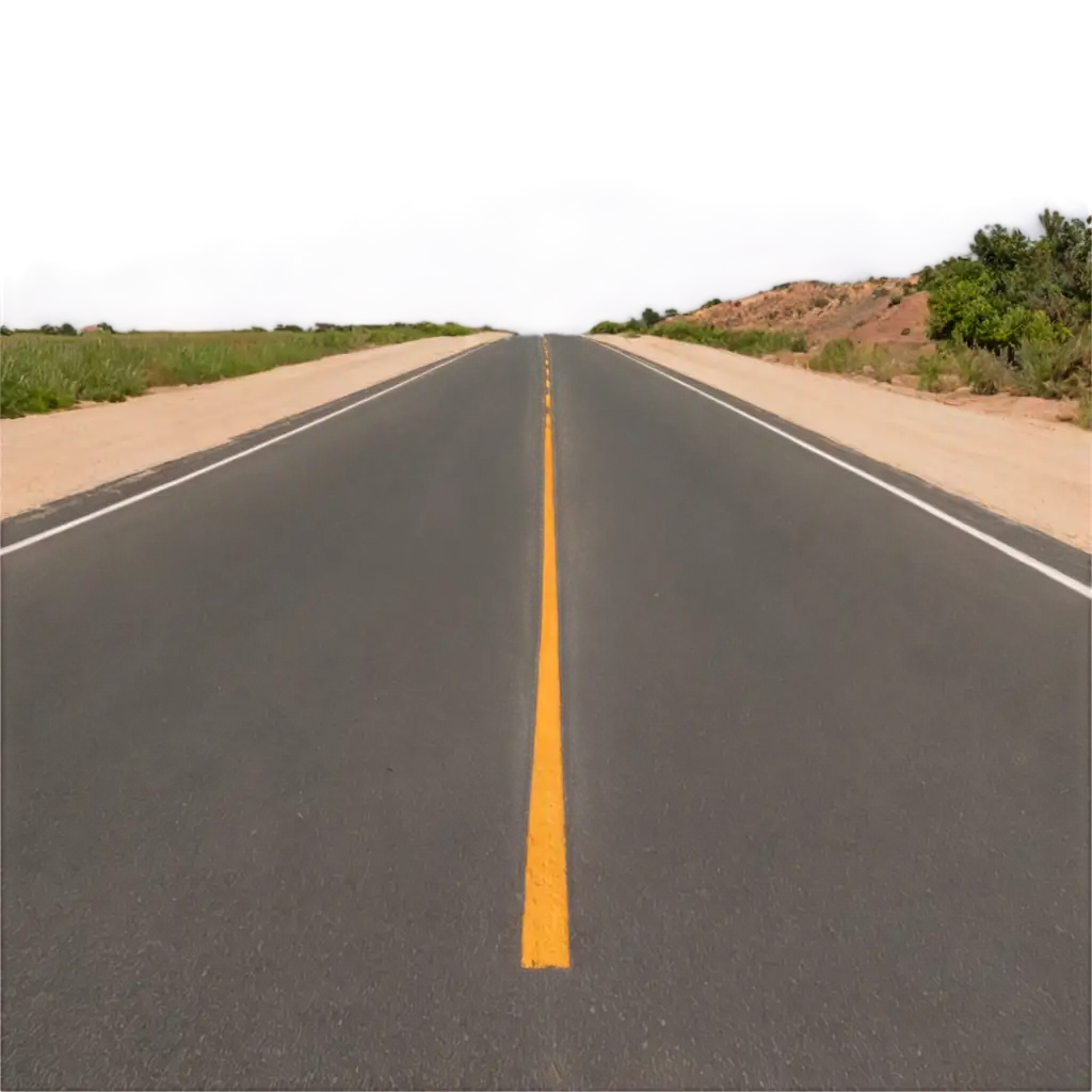 A photo of a long, straight, smooth asphalt road stretching into the horizon . This image conveys durability and a sense of accomplishment.