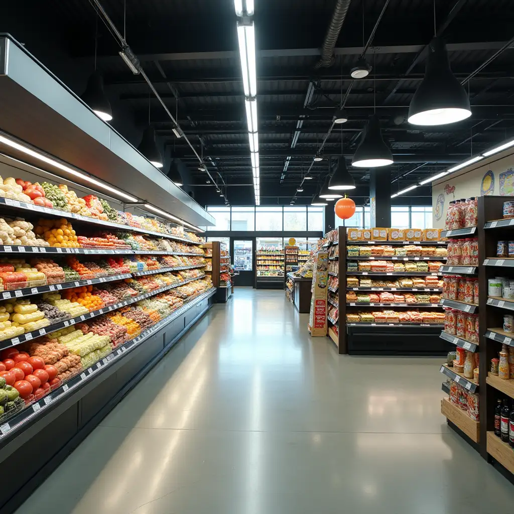 Aerial-View-of-Supermarket-Interior-with-Aisles-and-Shelves