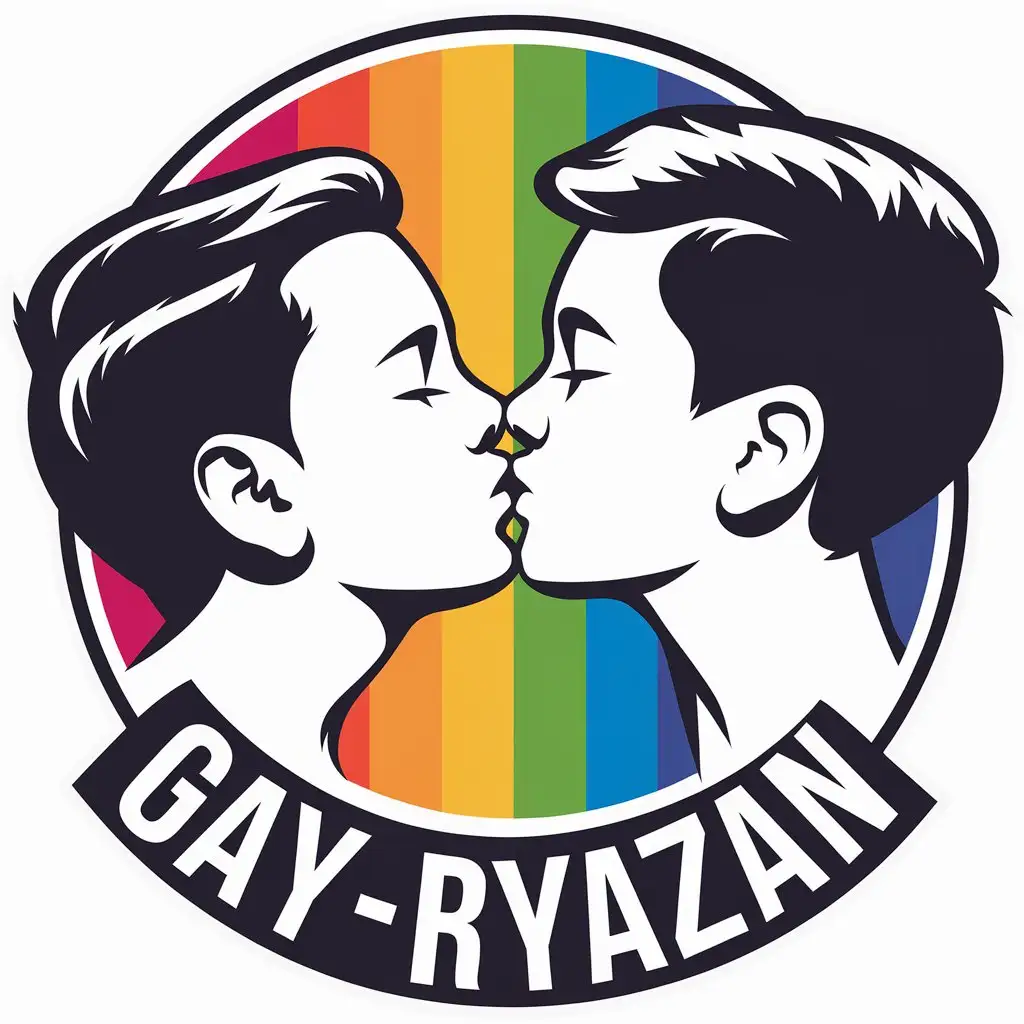 a vector logo design,with the text "Gay-Ryazan", main symbol:2 white boys kissing on the lips ,Moderate,be used in Events industry,clear background