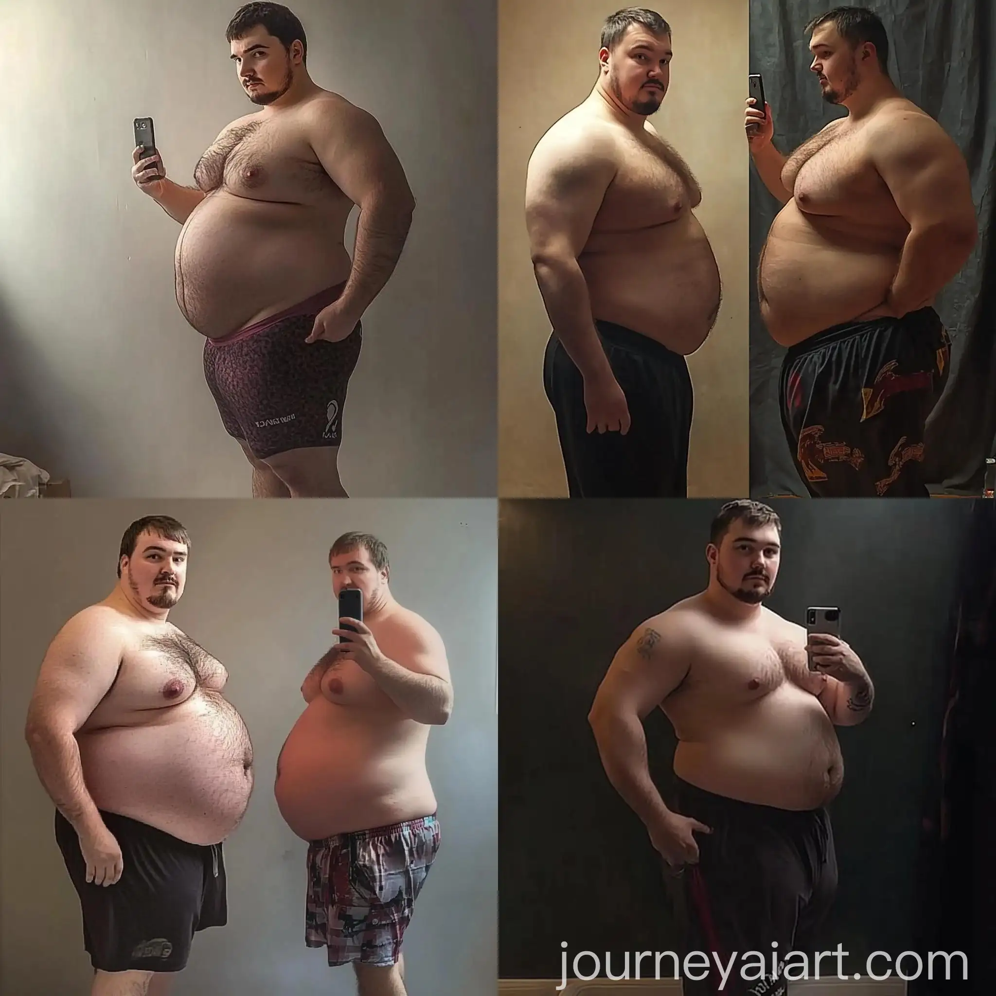 Man-Pose-Transformation-to-150-Kilos-in-Realistic-Style