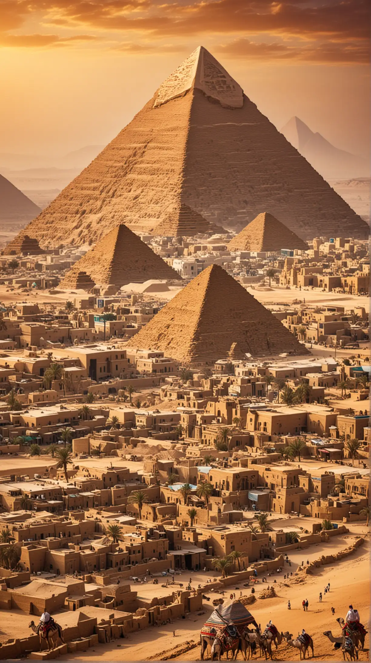 Stunning View of Egypts Pyramids and Vibrant Cityscape