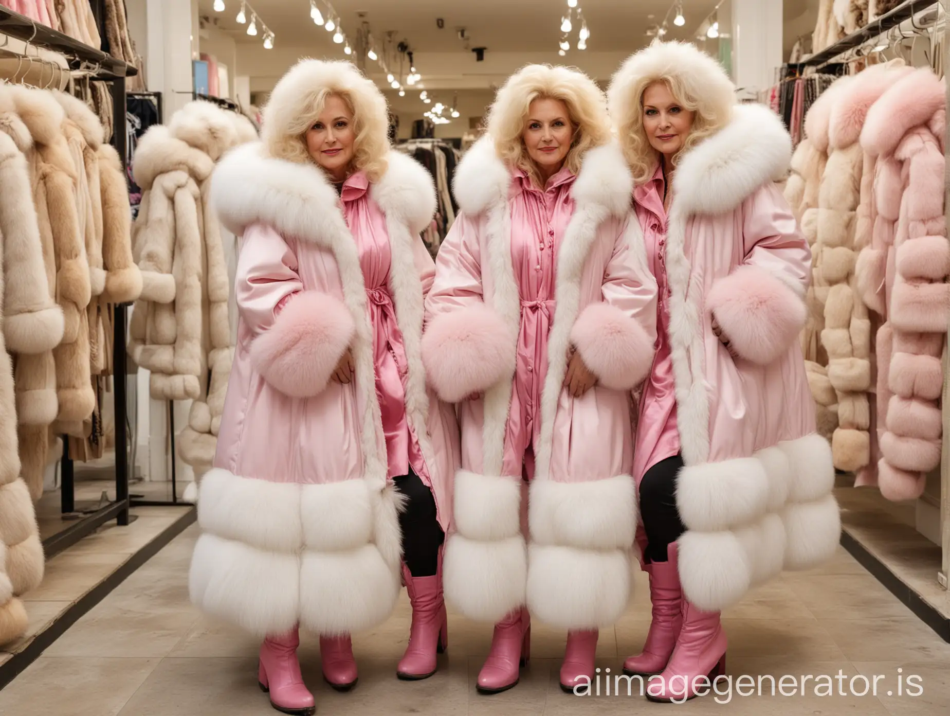 Two-Stylish-60YearOld-Women-in-Oversized-Fox-Fur-Coats-Shopping-at-a-Furrier
