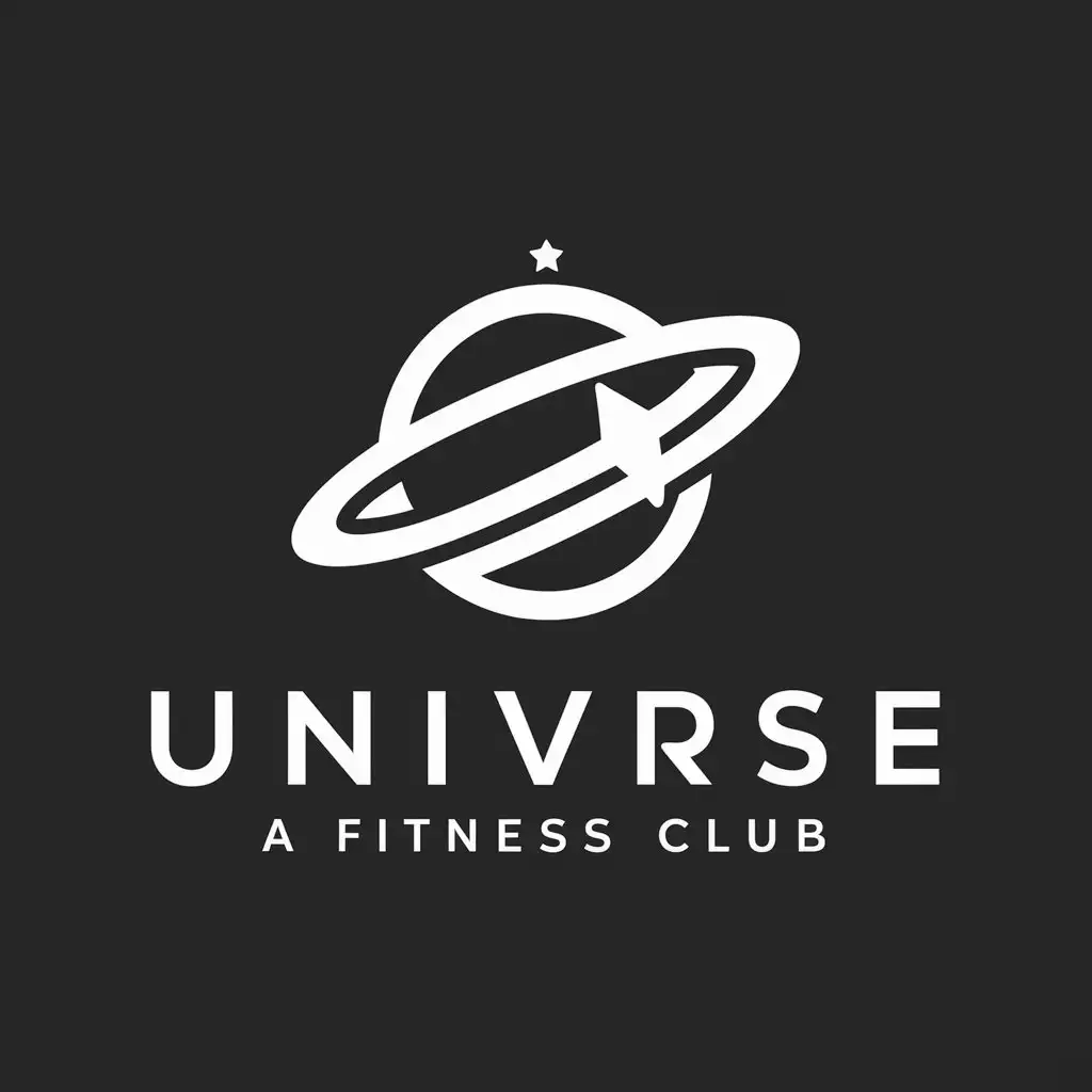 a vector logo design,with the text "UNIVERSE", main symbol:Logotype for a fitness club named UNIVERSE in graphite and white colors, wrapped or in strong or star minimalism,Minimalistic,be used in Sports Fitness industry,clear background