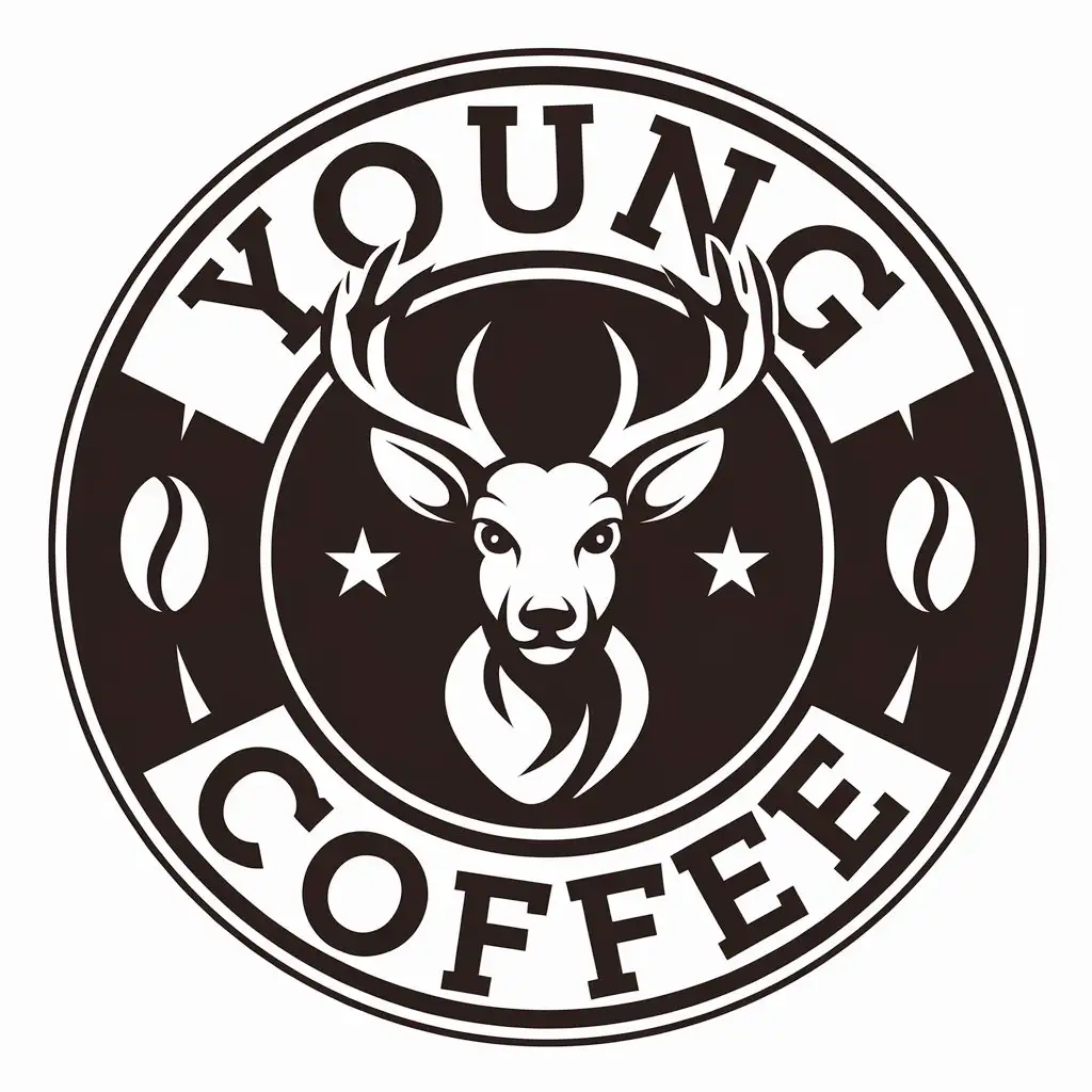 LOGO-Design-for-Young-Coffee-Deer-Head-Symbol-in-Vector-Art