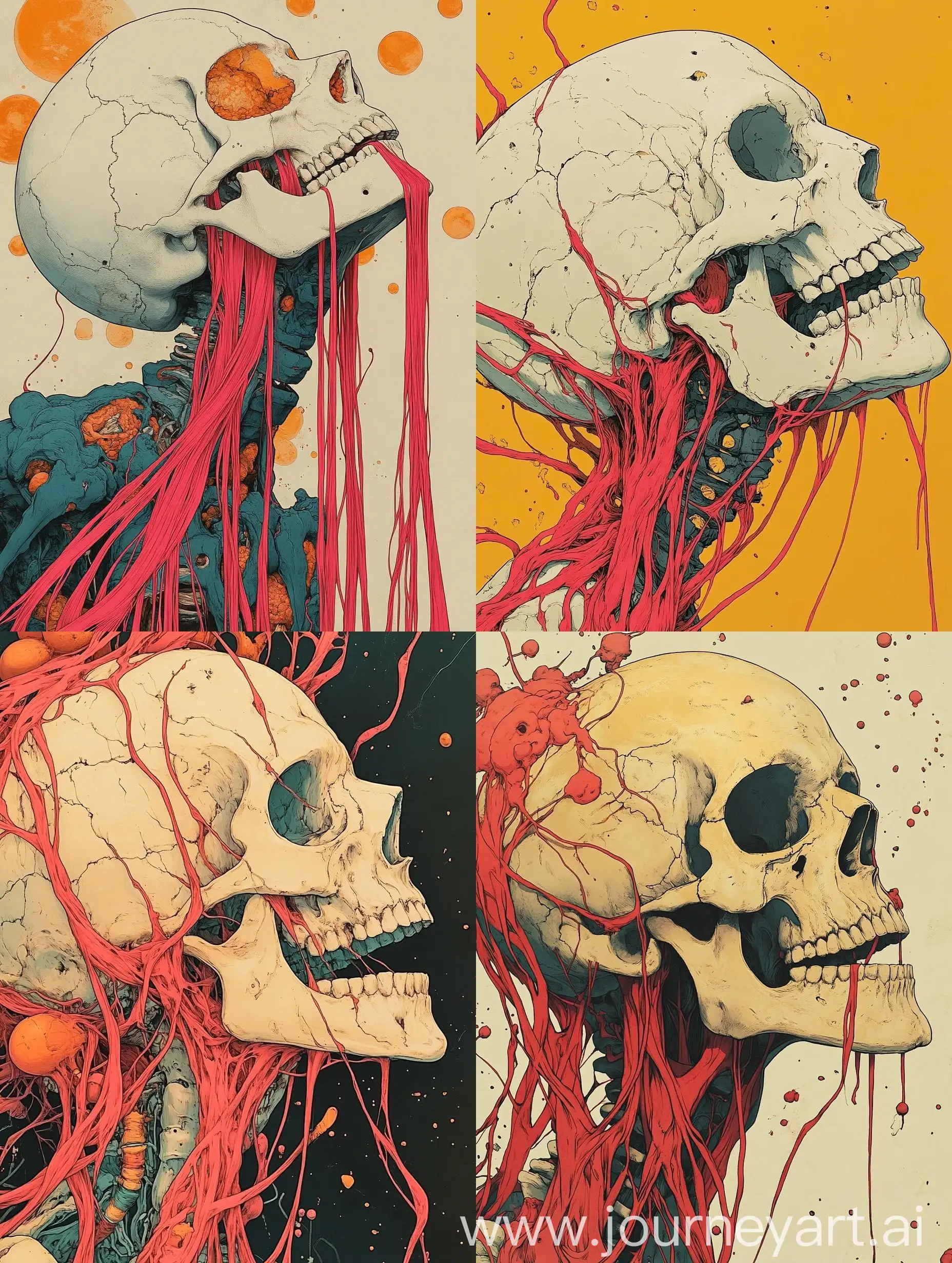 Surreal-Skull-Art-with-Long-Red-Threads-by-Moebius-and-Tomer-Hanuka