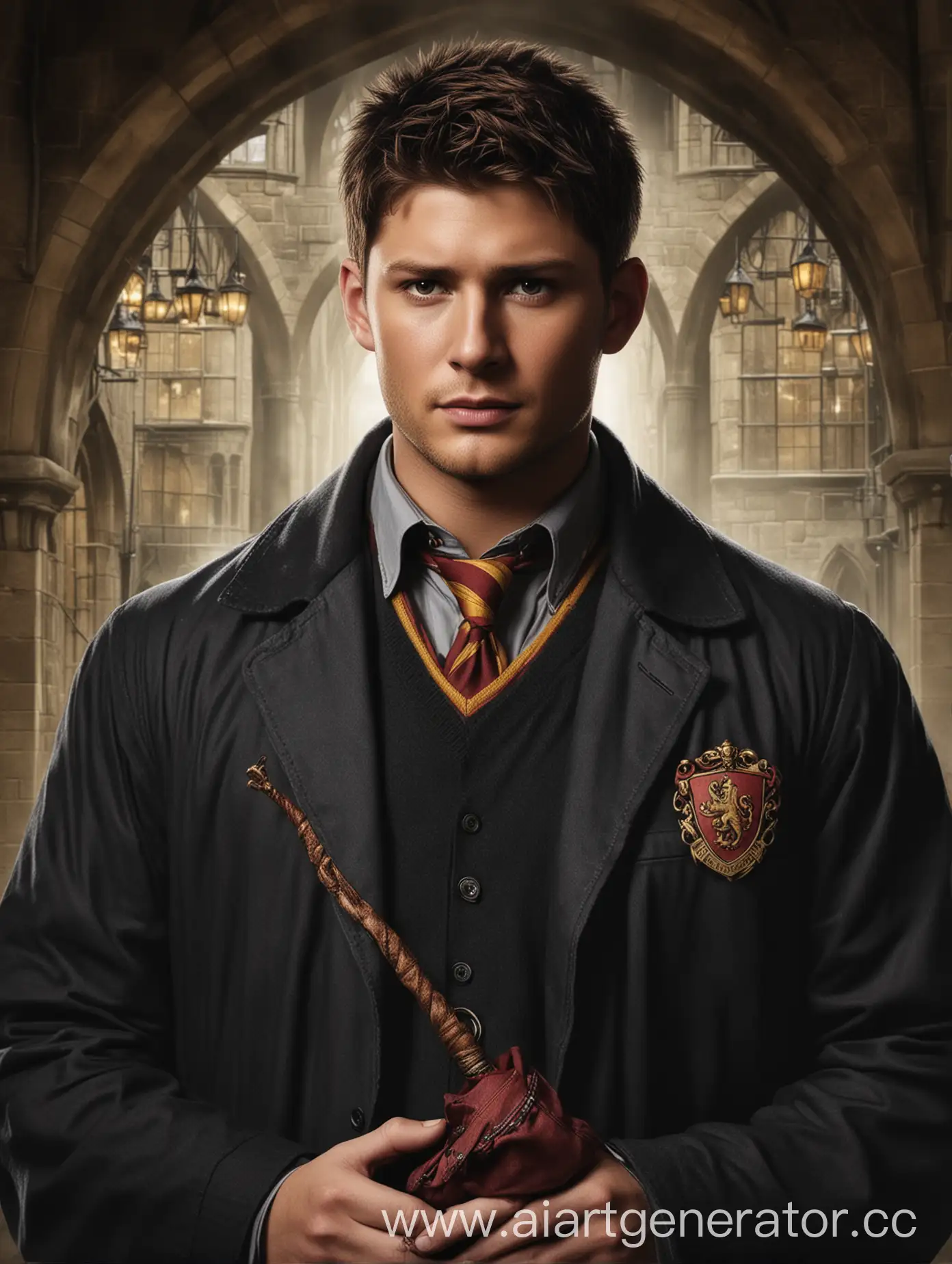 Dean Winchester in hogwarts gryffindor