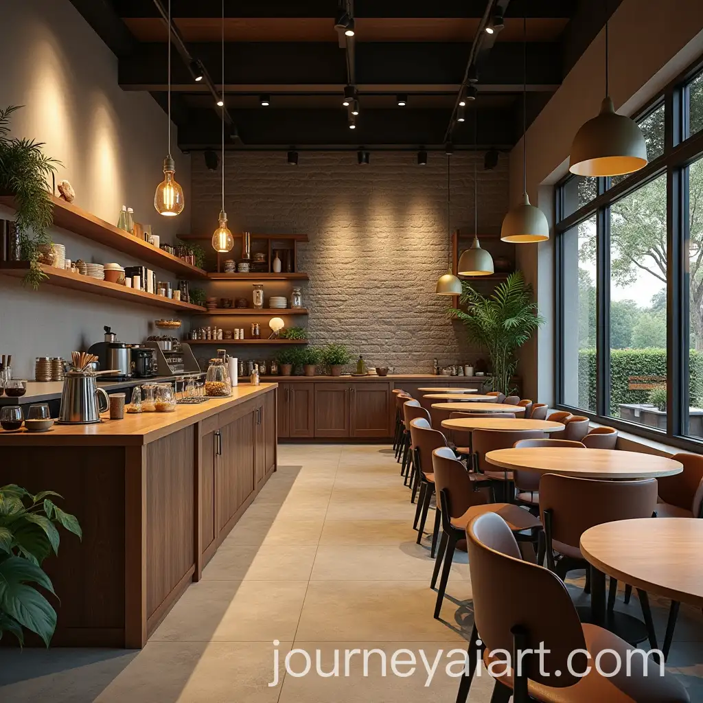 Chic-Coffee-House-Interior-with-Workshop-Space