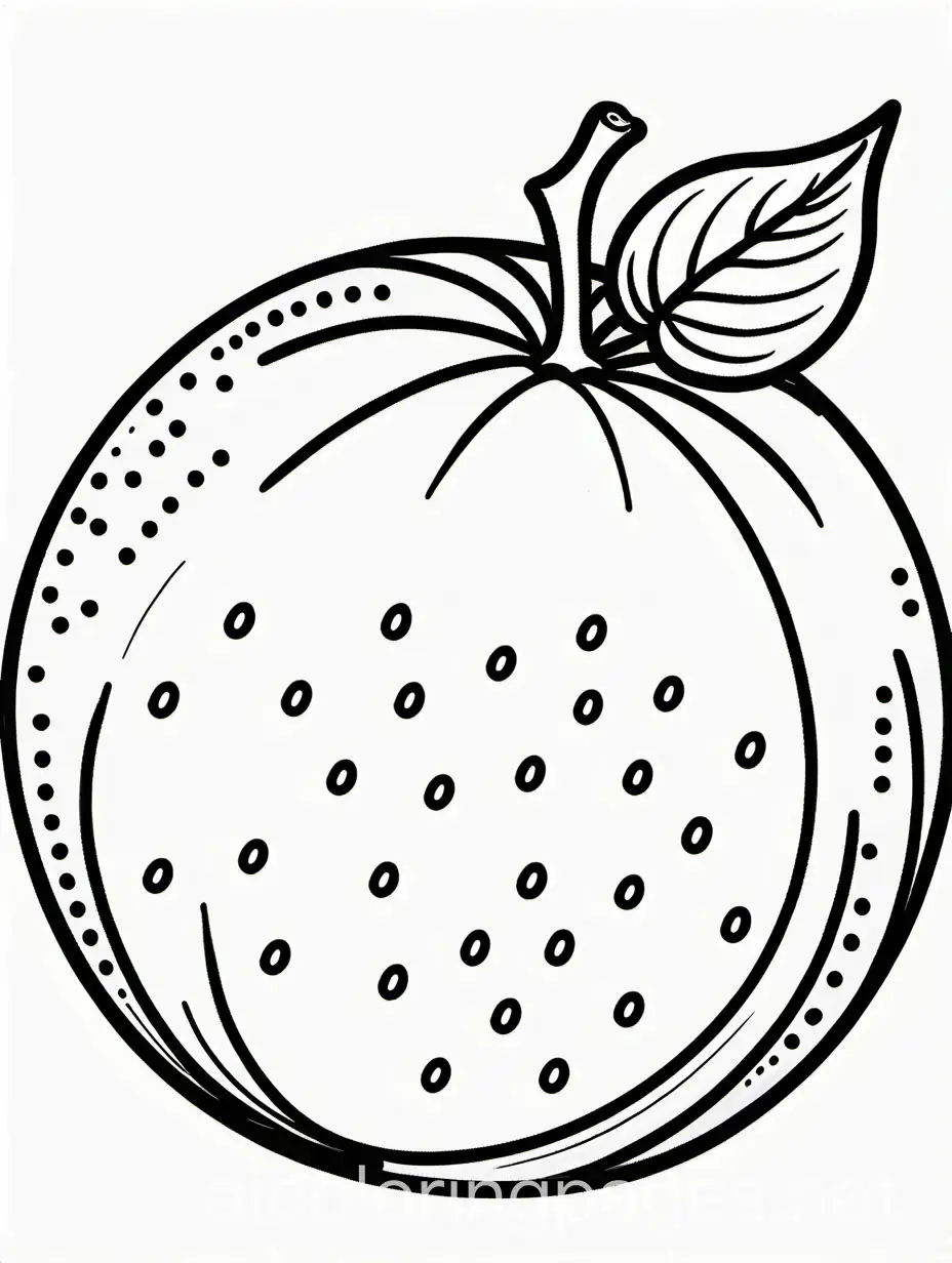 DRAWING OF ORANGE FRUIT, NO COLOR FILLING, NO GREY FILLING WHITE PAGE, HIGH QUALITY, LINE ART, Coloring Page, black and white, line art, white background, Simplicity, Ample White Space. The background of the coloring page is plain white to make it easy for young children to color within the lines. The outlines of all the subjects are easy to distinguish, making it simple for kids to color without too much difficulty
