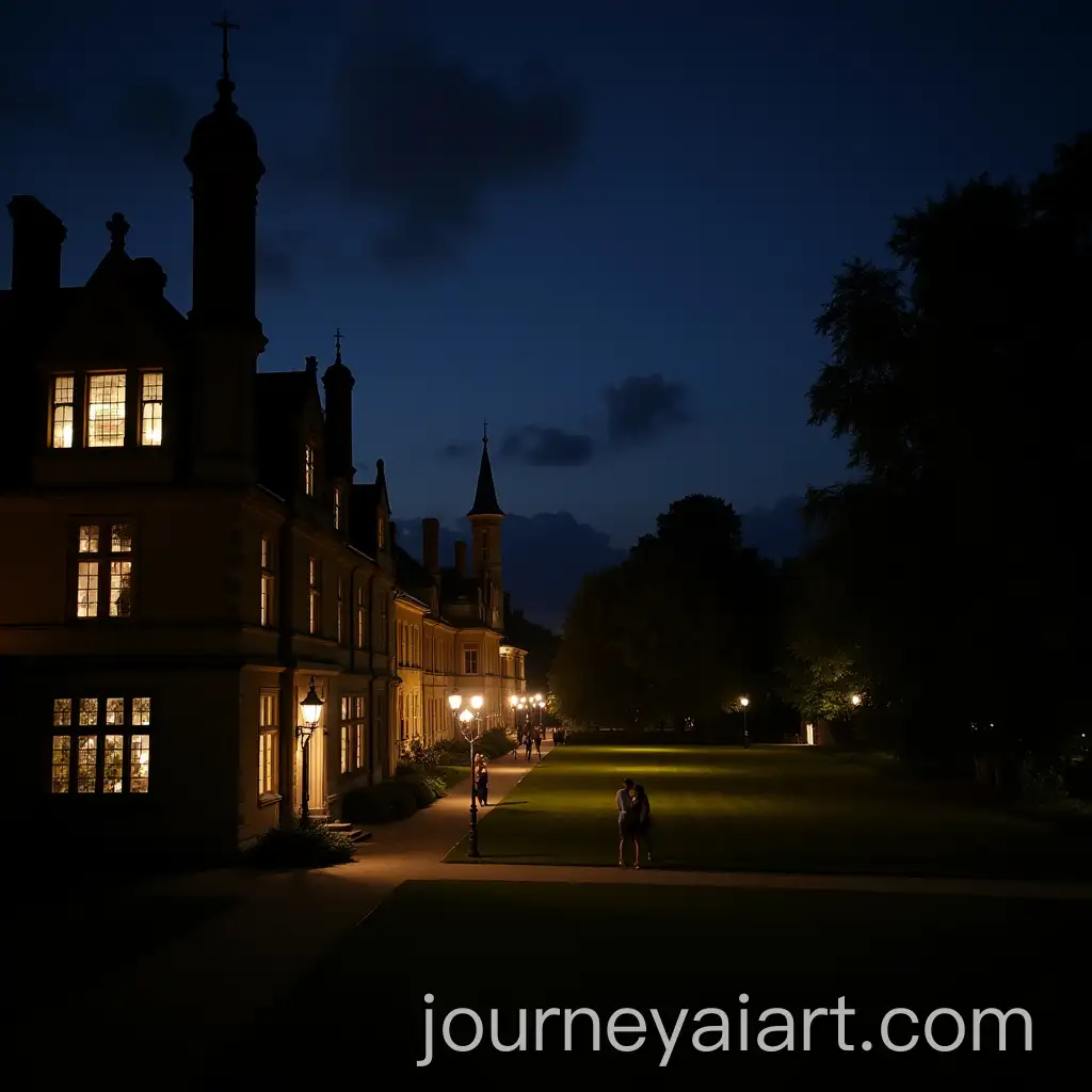 Night-Scene-at-Oxford-University-Gardens-with-People