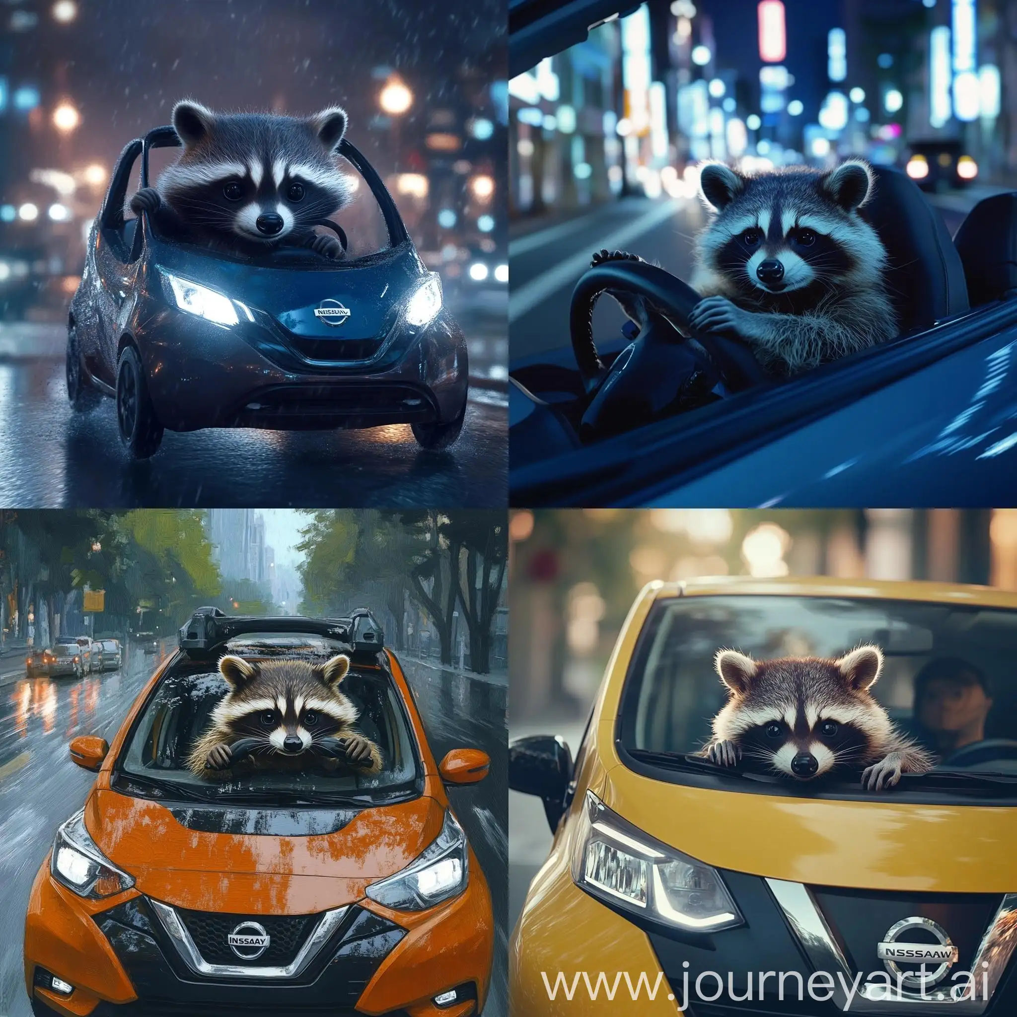 Raccoon-Driving-Nissan-Note-EPower-Car