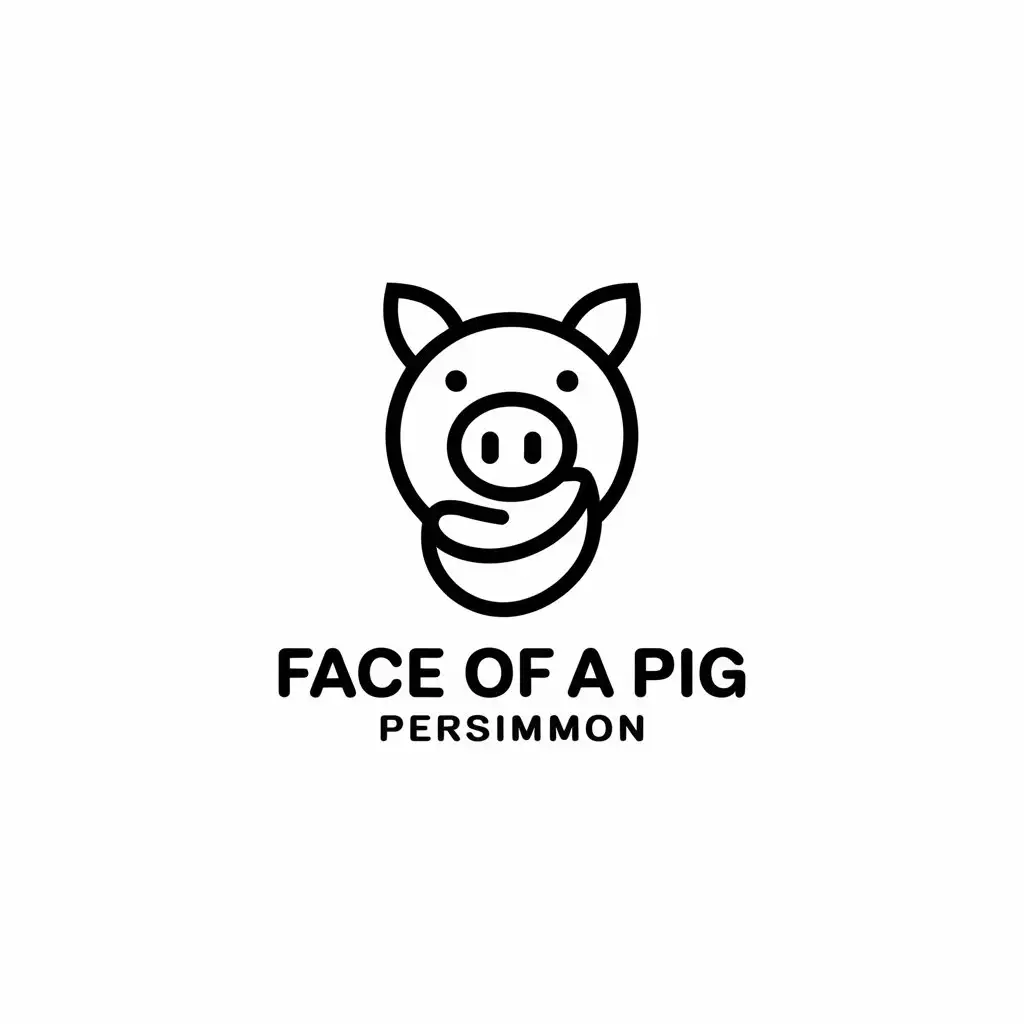 LOGO Design for Face of a Pig Persimmon Minimalistic Vector with Pig Face and Cashew Symbol for Retail Industry