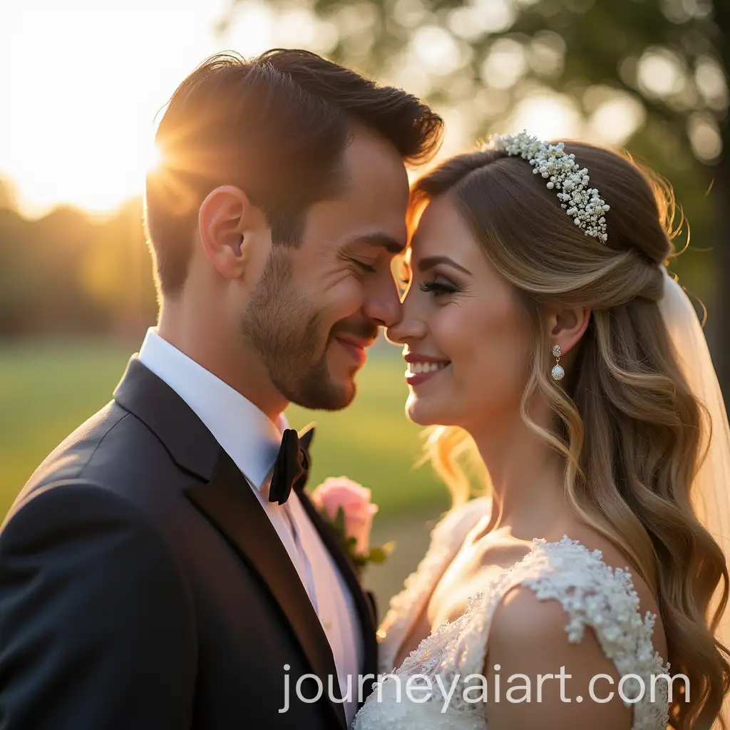 Romantic-Wedding-Scene-with-Bride-and-Groom-Smiling-Outdoors