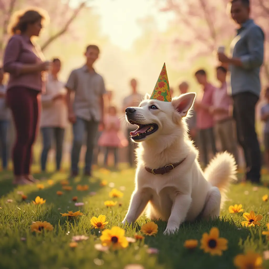 Springtime-Dog-Birthday-Party-with-Guests-Celebrating