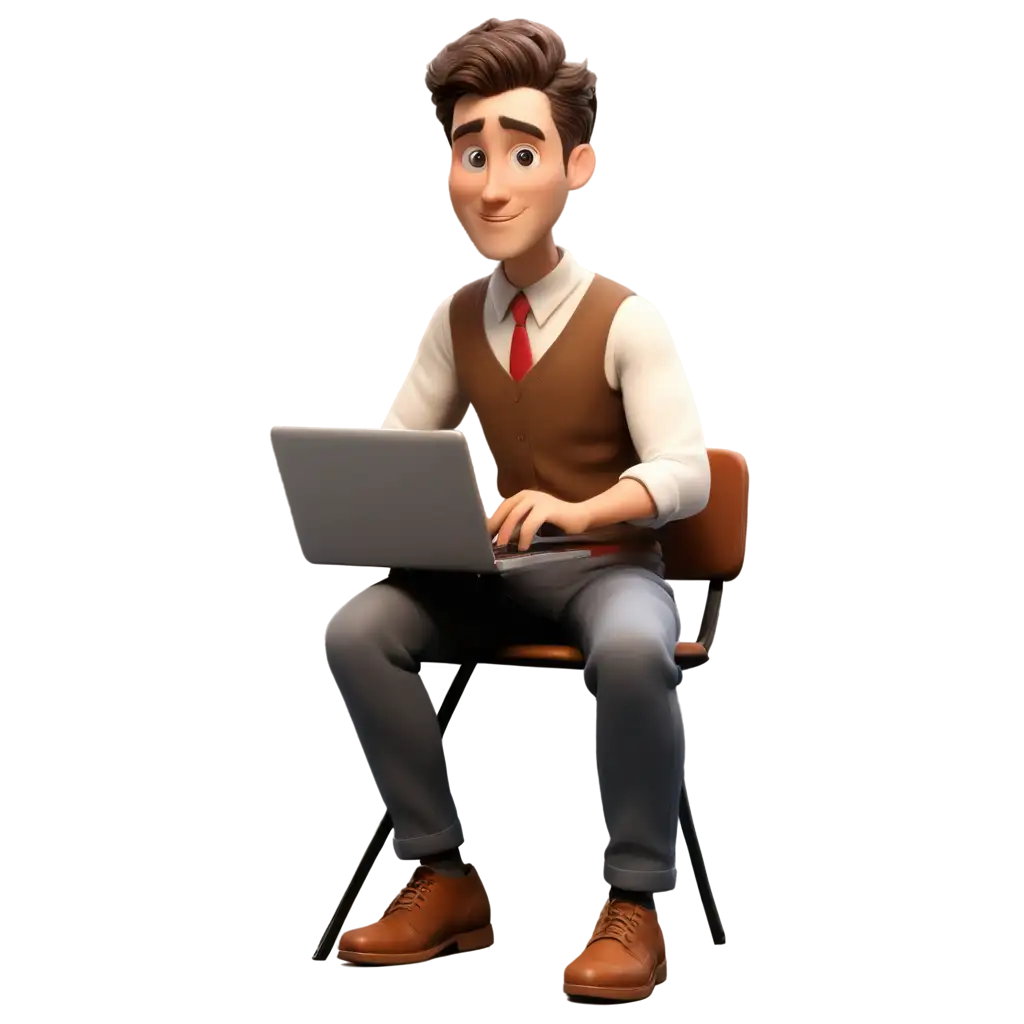 Cartoon-Man-Sitting-at-a-Desk-with-Laptop-PNG-HighQuality-Image-for-Digital-Design