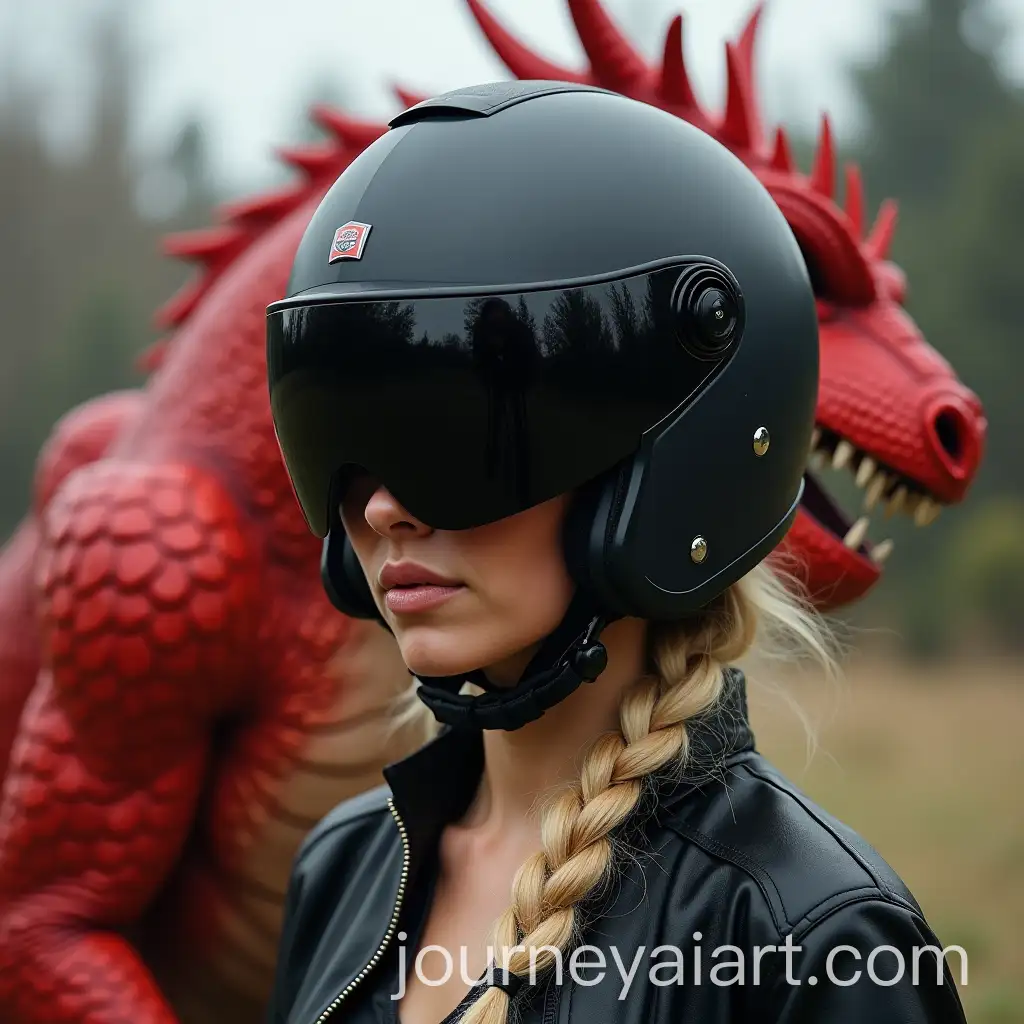 Woman-with-Red-Dragon-and-Black-Sport-Bike-Helmet