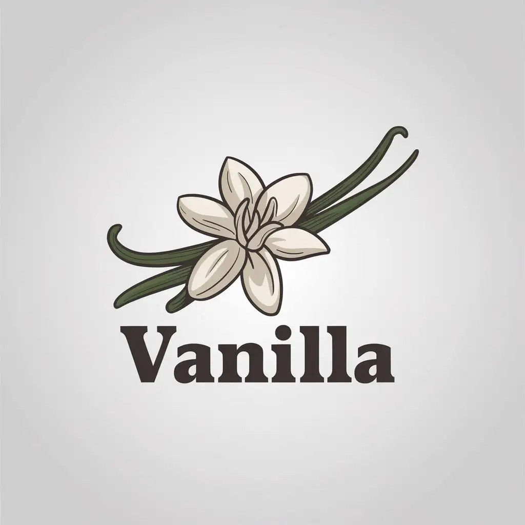 LOGO Design for Vanilla Elegant Vanilla Flower Illustration with Clear Background