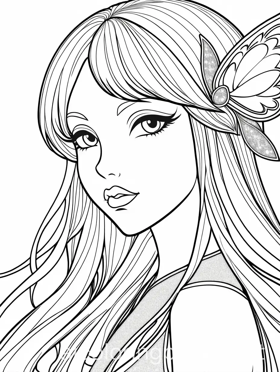 Anime-Fairy-with-Glittering-Lip-Line-and-Large-Lips-Coloring-Page