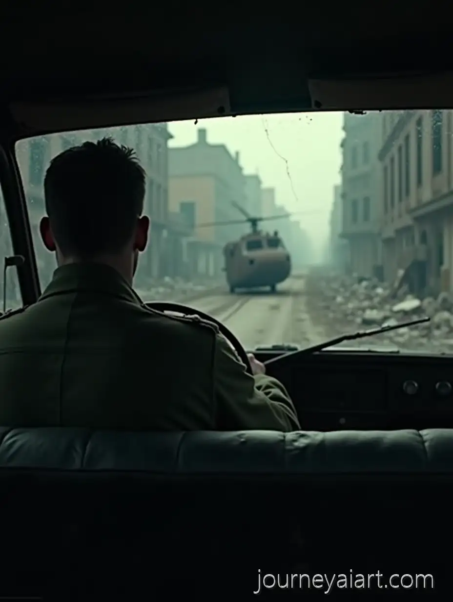 Vintage-Cinematic-SceneVintage-war-scene-of-Abandoned-Streets-and-Military-Wreckage