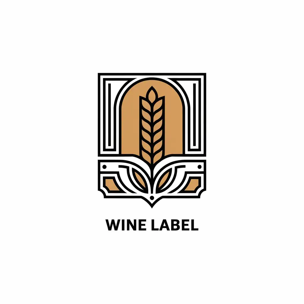 LOGO Design for Art Nouveau Wine Label Minimalist Barley Icon with Modern Border