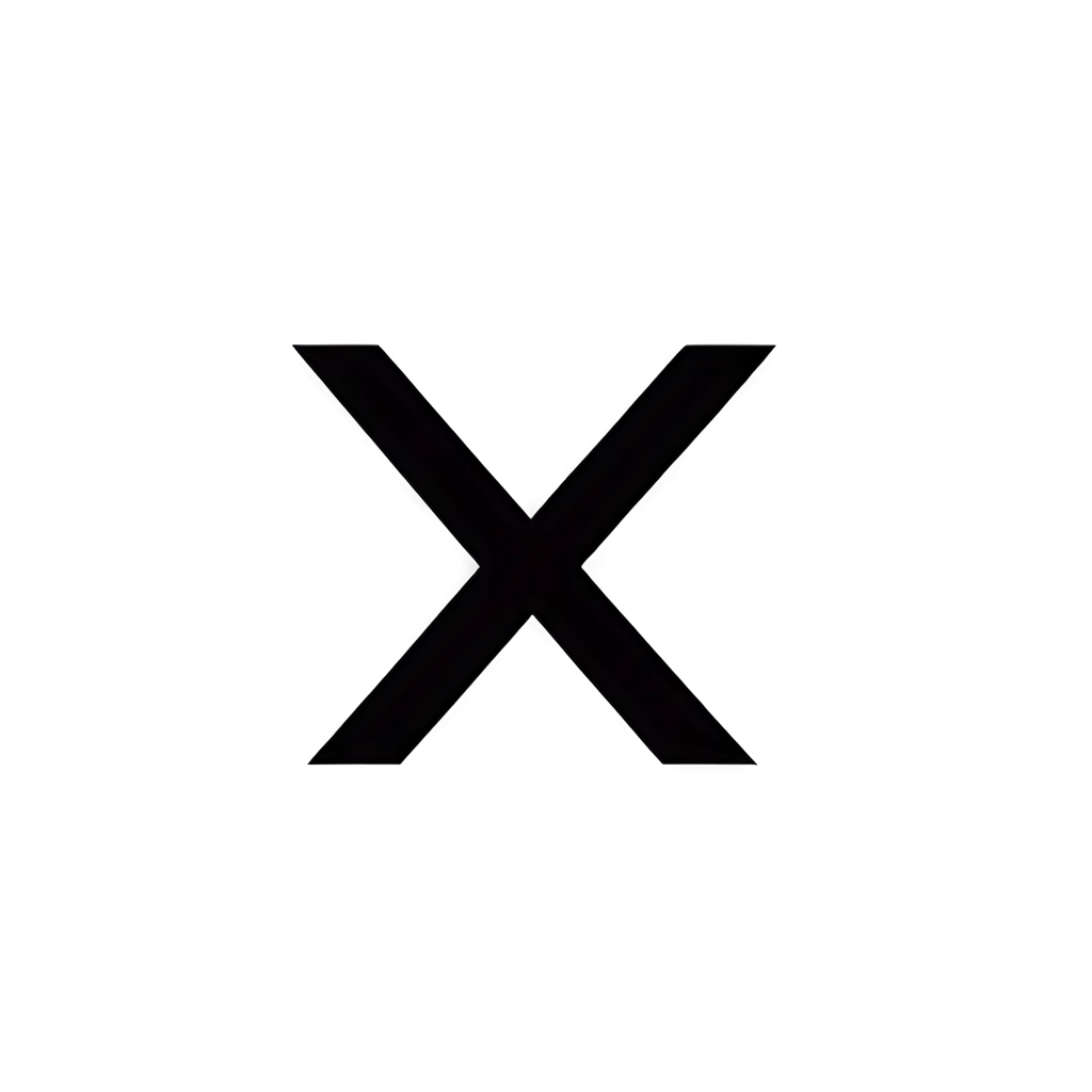 Generate an X that symbolizes a 'x' of bad or something cancelled, in the color black.