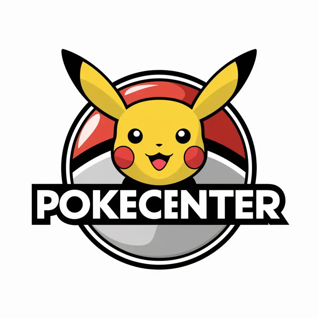 LOGO Design For PokeCenter Pikachu Head with Pokeball Theme