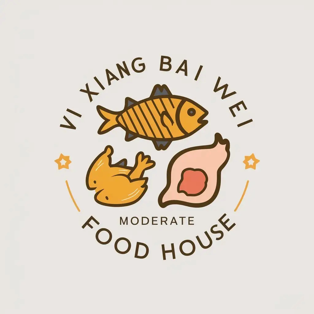 LOGO-Design-for-Yi-Xiang-Bai-Wei-Food-House-Grilled-Fish-Tearoff-Chicken-and-Pig-Stomach-Theme