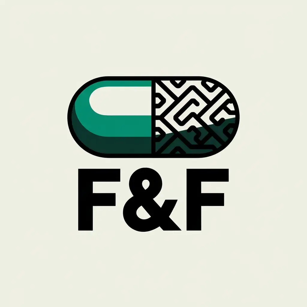 a vector logo design,with the text "F&F", main symbol:Main logo symbol pill, print on t-shirts,complex,be used in Sports Fitness industry,clear background