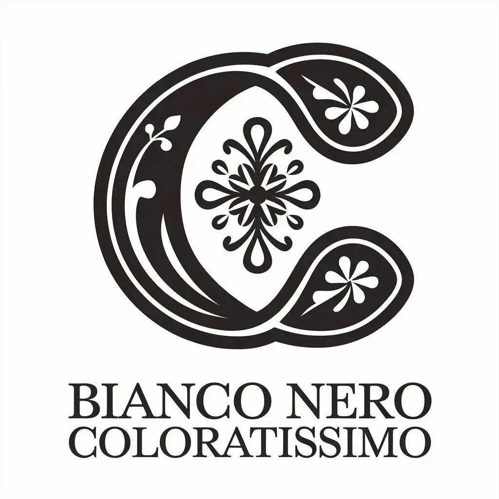 LOGO-Design-For-Bianco-Nero-Coloratissimo-Stylized-Corroncina-with-Floral-Composition-in-Complex-Clear-Background