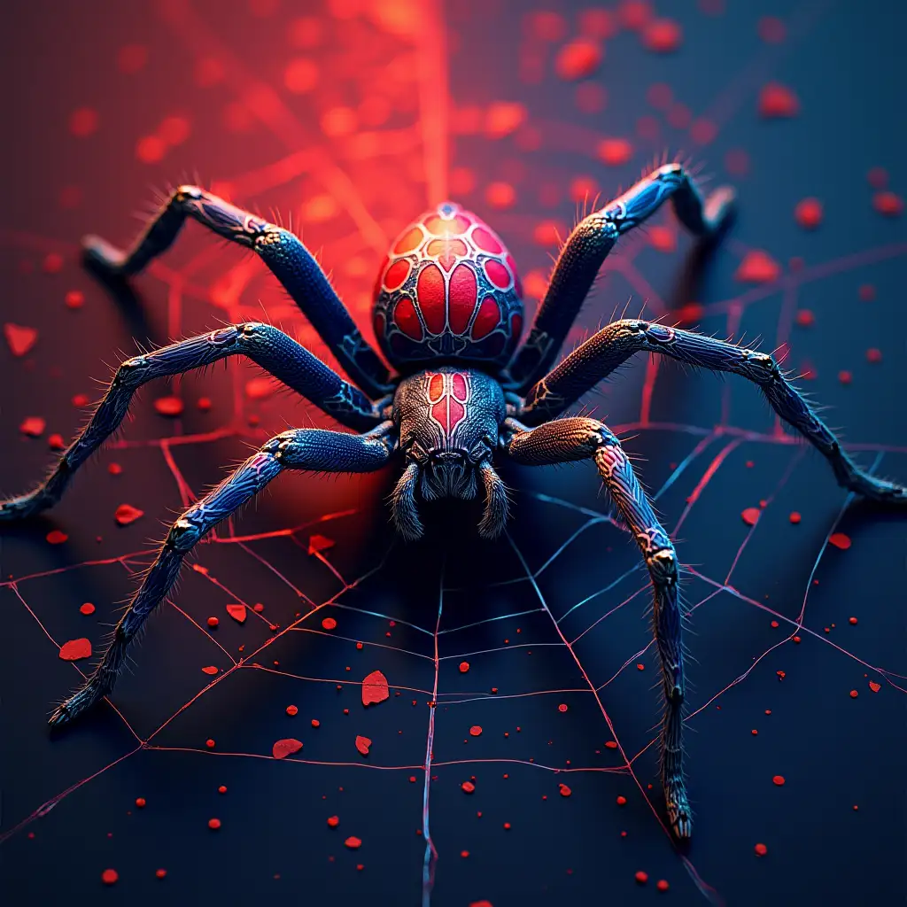 Spider color red and blue