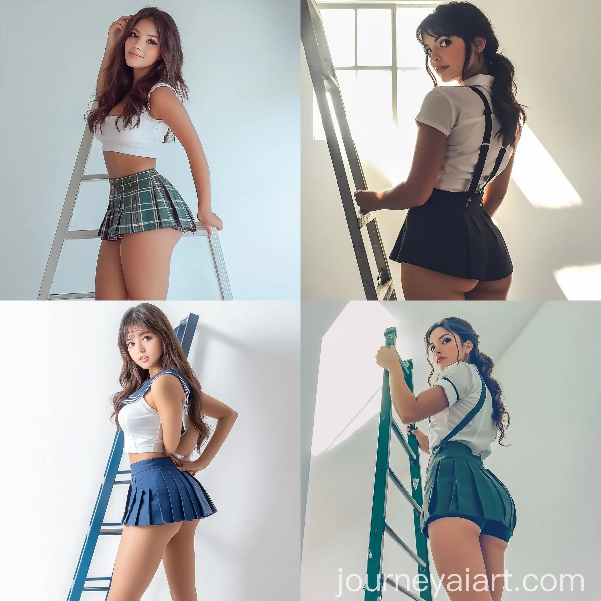 Brazilian-Woman-in-Ikkitousen-School-Uniform-Posing-at-Photography-Studio