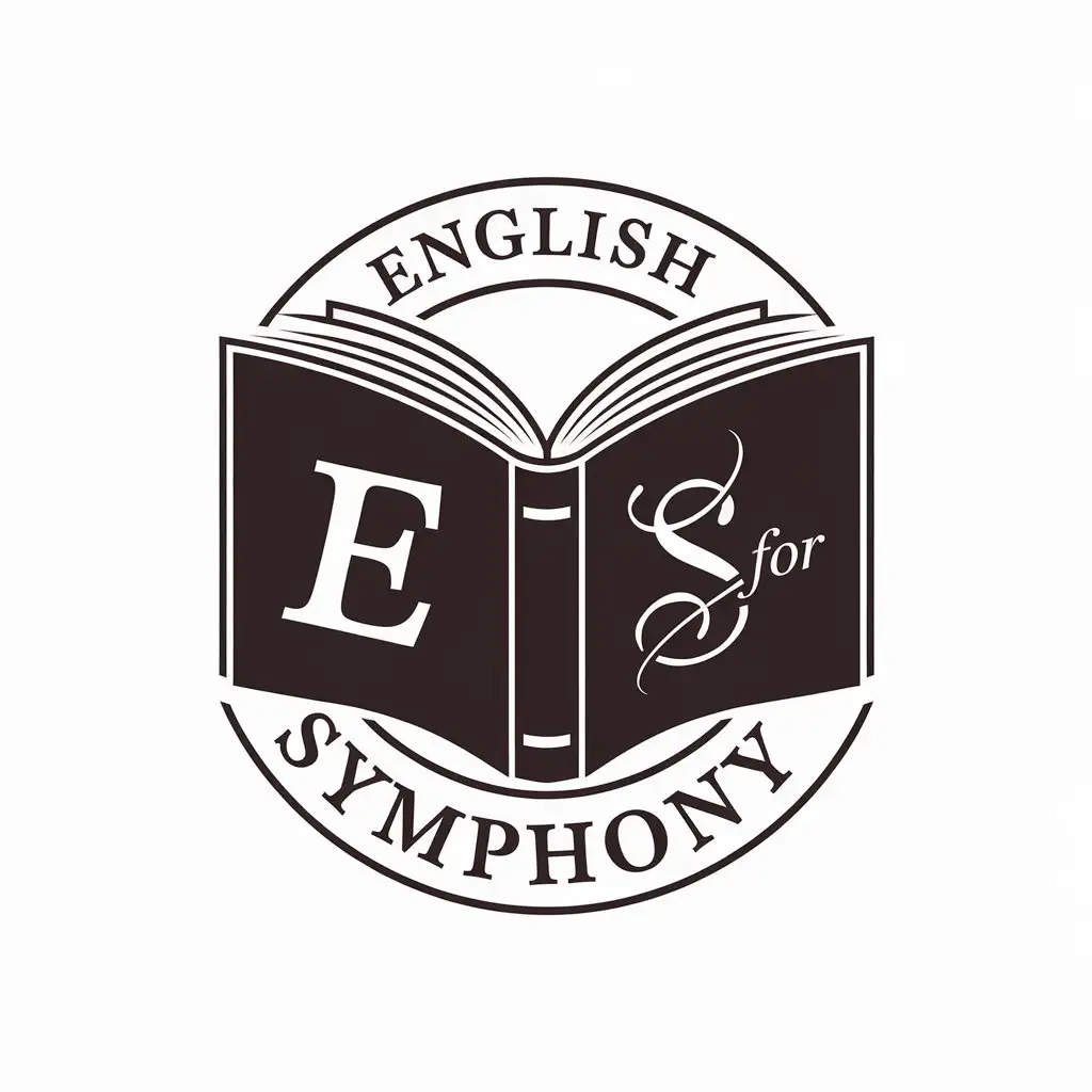 LOGO-Design-for-English-for-Symphony-Transparent-Book-and-Musical-Notes-on-Clear-Background