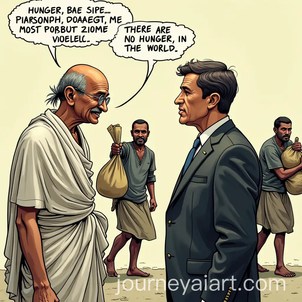 Dialogue-Between-Mahatma-Gandhi-and-a-Denialist-in-Comic-Art-Style-Panel
