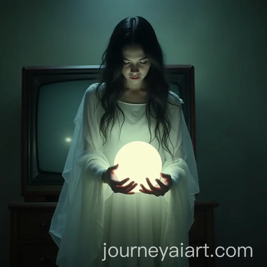 Ethereal-Female-Ghost-Emerging-from-Vintage-Television-Screen
