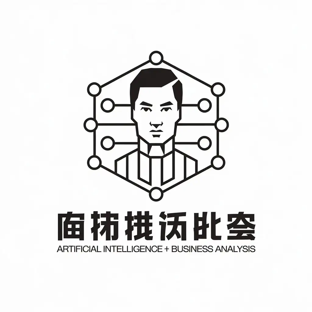 a vector logo design,with the text "artificial intelligence + business analysis", main symbol:Li Xiaohua,Minimalistic,be used in Technology industry,clear background