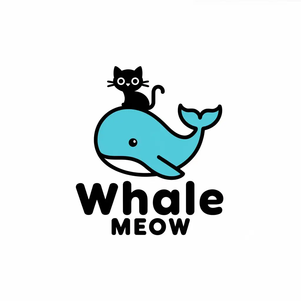 LOGO-Design-for-Whale-Meow-Cat-on-Whales-Head-in-Vector-Style