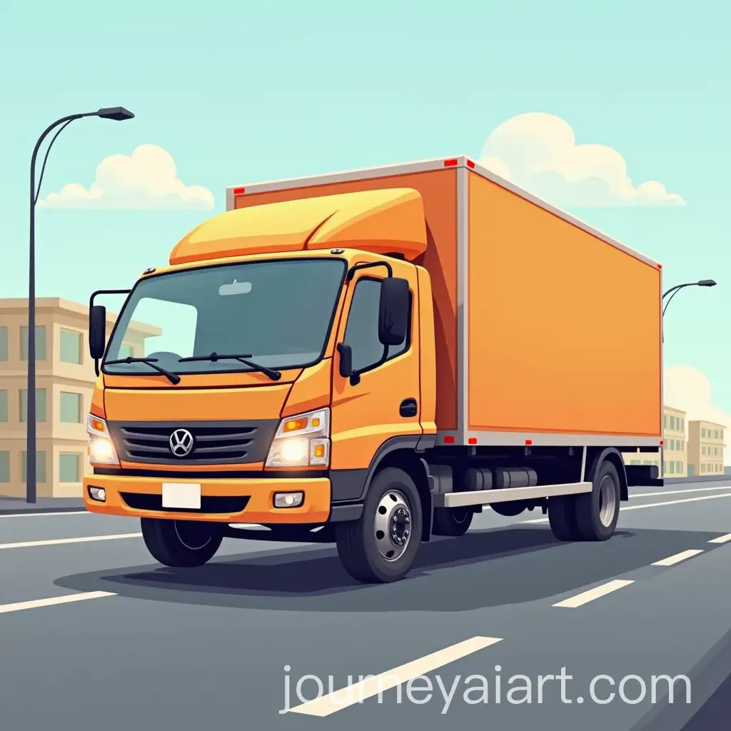 Delivery-Truck-on-the-Road-in-Vertical-View