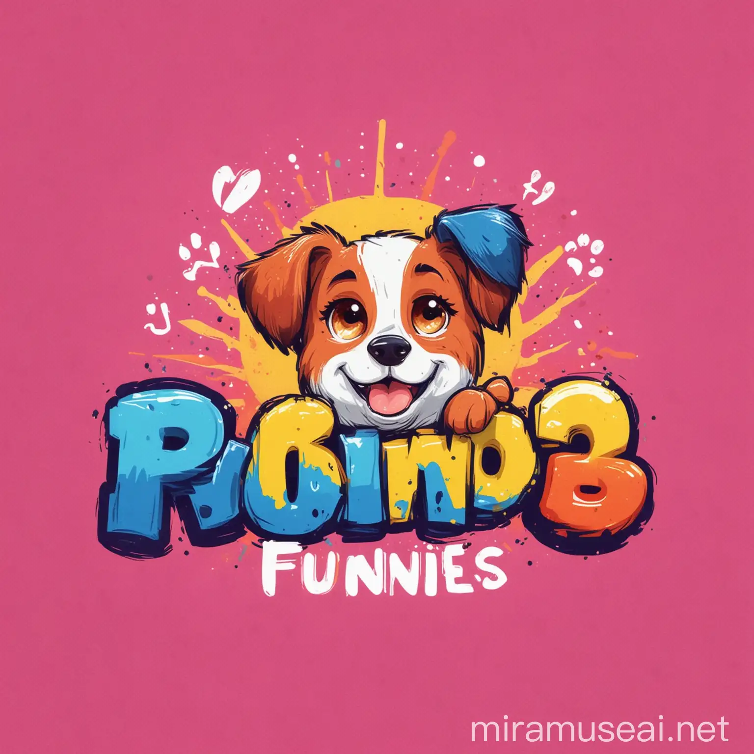 Playful Dog and Cat in Bright Cartoon Style for Petopia Funnies Logo