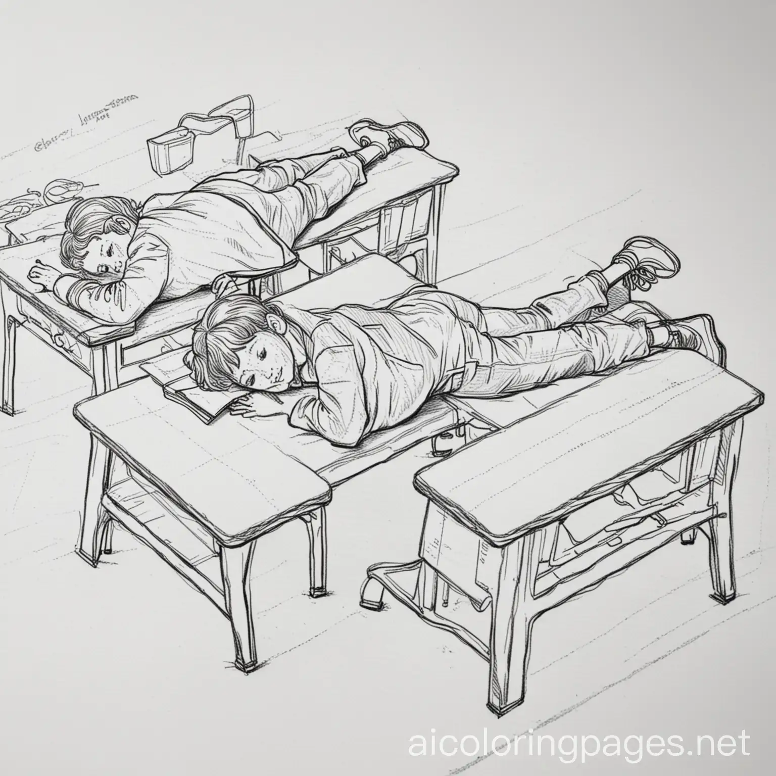 Child-Coloring-Page-Person-Lying-Supine-Across-School-Desks