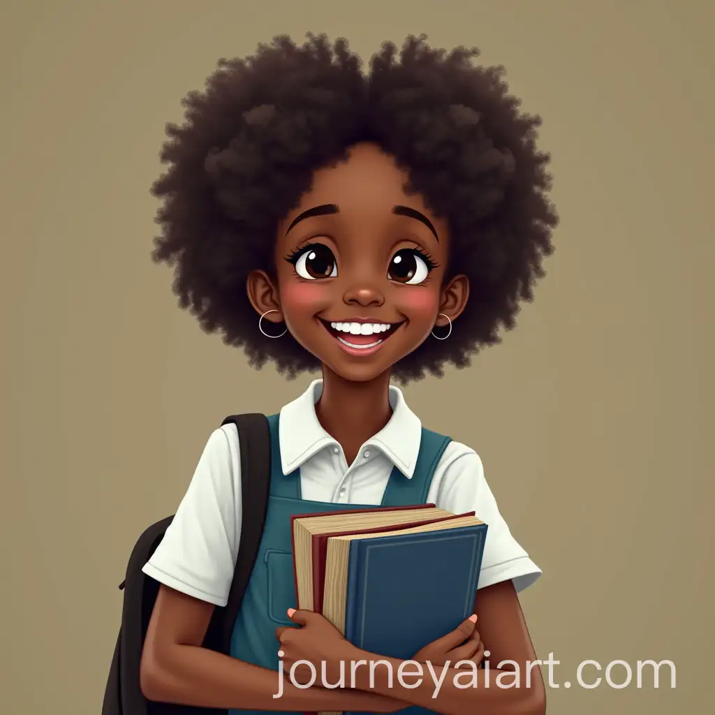 Smiling-African-Girl-in-School-Uniform-Carrying-Books