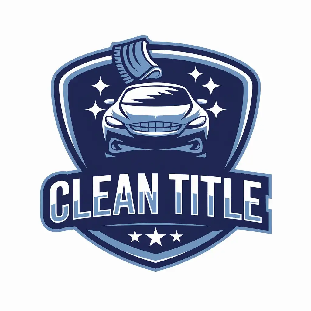 LOGO Design for Clean Title Vector Car Wash Logo with Blue Background for Automotive Industry