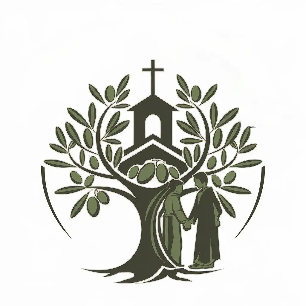 LOGO-Design-For-Olive-Trees-Symbolic-Church-Cross-and-Youth-Elements-in-Religious-Industry