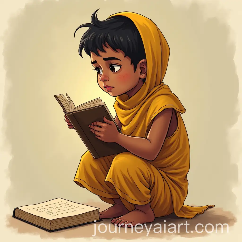 Indian-Bengali-Child-in-Poverty-Reading-a-Book-in-Full-Profile
