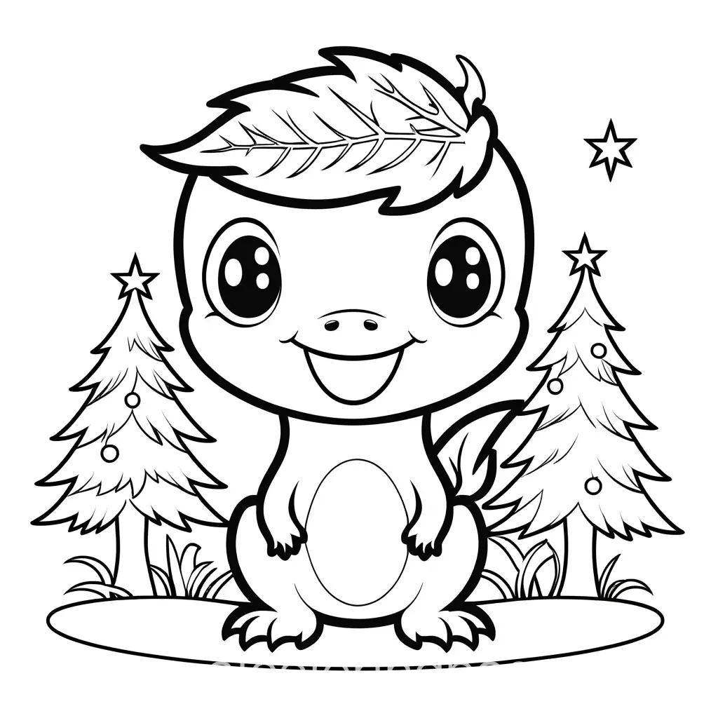 Smiling-Newt-Christmas-Tree-Coloring-Page-for-Toddlers