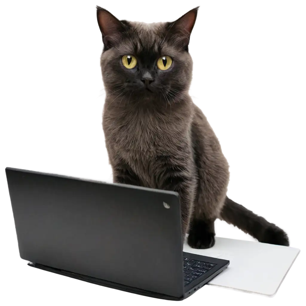 a Cat working on a computer