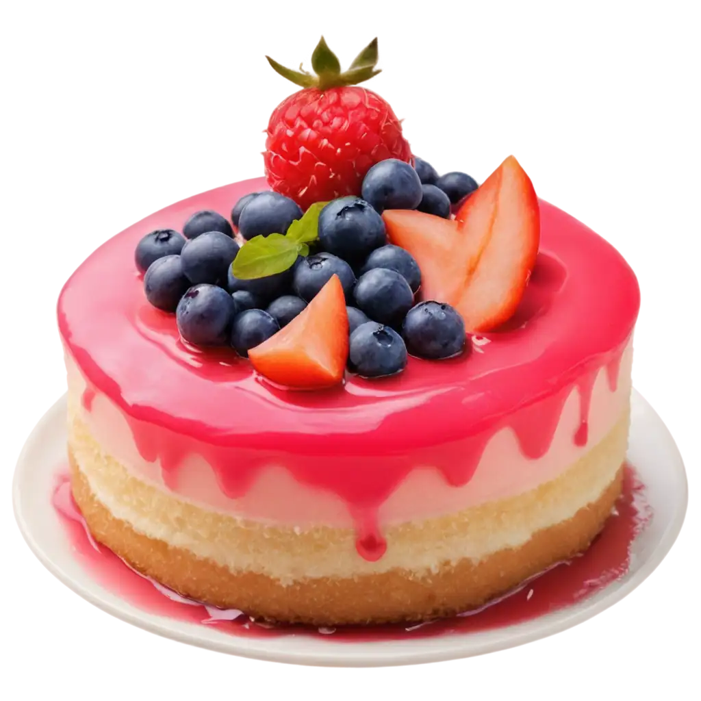 Delicious-Cake-with-Berry-and-Cream-Topping-PNG-Image-for-HighQuality-Visuals