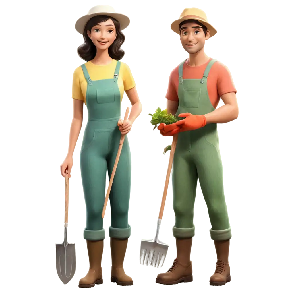 HighQuality-PNG-Illustration-of-a-Man-and-Woman-Wearing-Clothes-for-Gardening-Perfect-for-Nature-Lifestyle-Designs